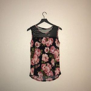 Floral Mesh Top Tank Top